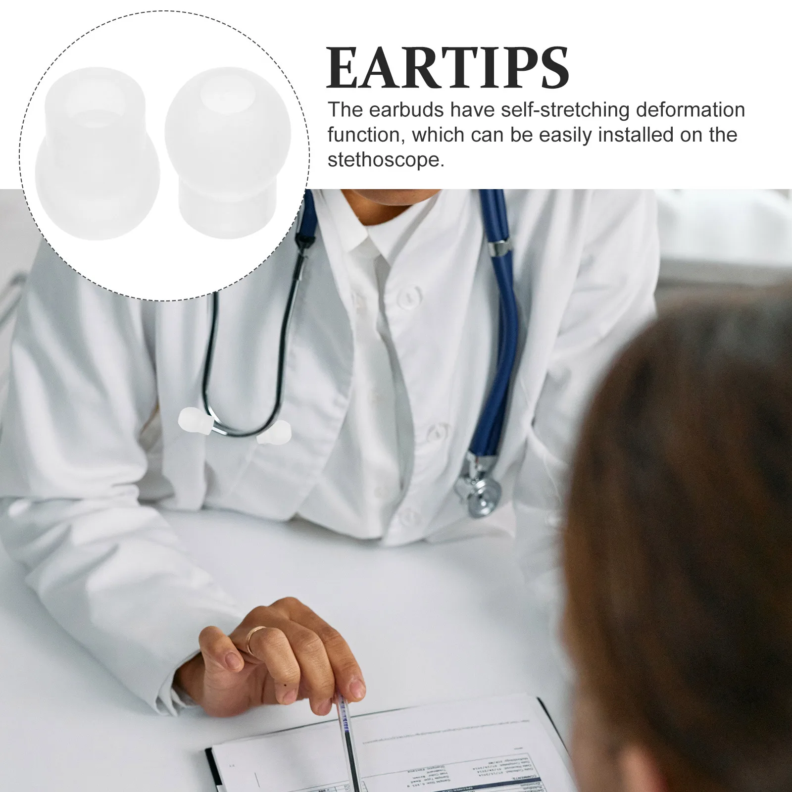 

Silicone Replacement Earbuds For Stethoscopes Comfortable Noise Isolating Ear Tips Self-Stretching Universal Fit Medical