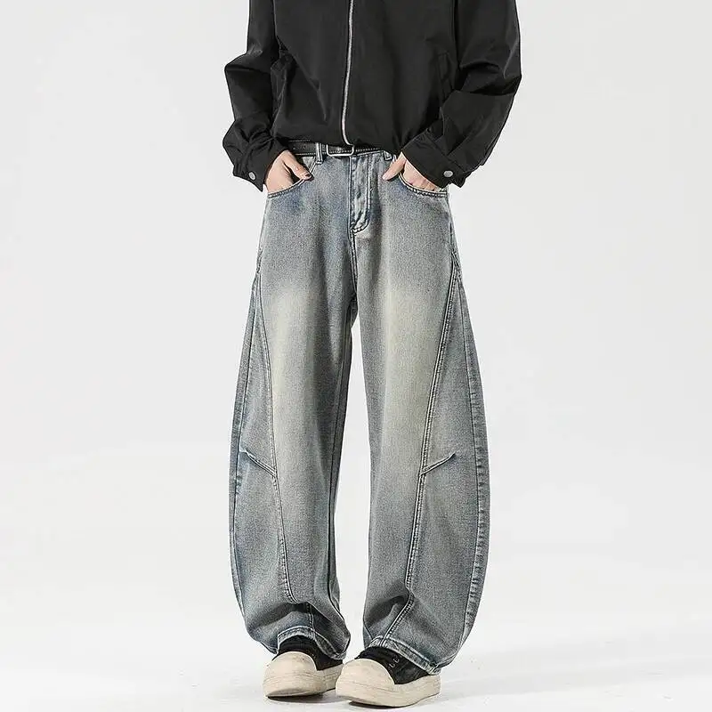الرجال المحروق غسل المتعثرة المظلي السراويل البضائع شارع العليا فضفاضة تناسب متعددة جيب في الهواء الطلق سراويل جينز