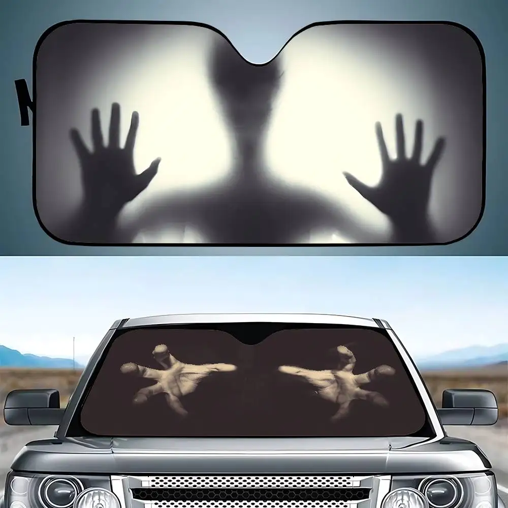 

Creepy Ghost Hand Light Car SunShade Windshield Funny Sun Shade Foldable UV Ray Sun Visor Protector Sunshade For Front Window