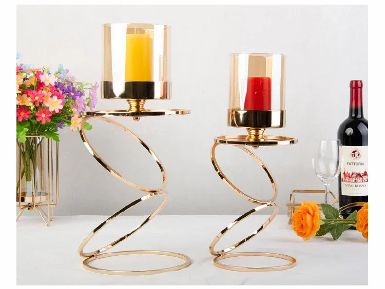 

z Best Sell Creative High Quality Three Ring Metal Wrought Iron Candle Holder