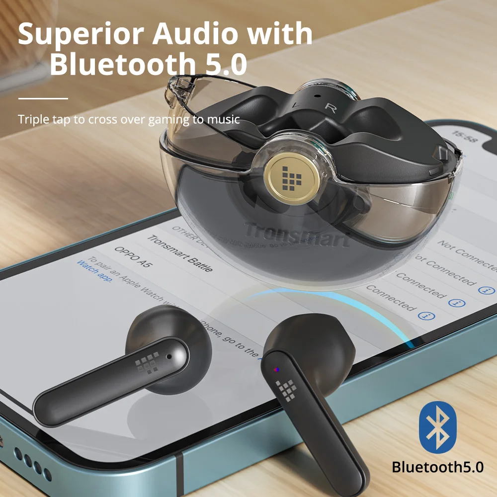 Battle Bluetooth Earphones Wireless Gaming Headphone with Ultra-Low Latency,20-hour Playtime,Support Music/Gaming Mode