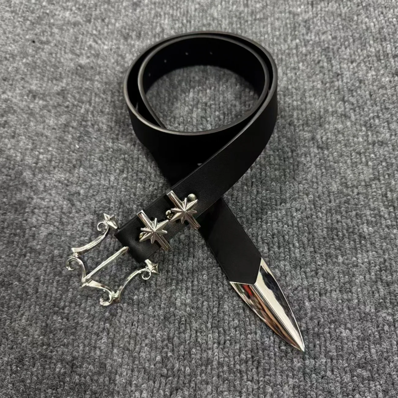 Gothic Punk Star Metal Buckle Waist Belt Unisex Faux Leather Strap Vintage Y2K Street Wear Fashion Waistband Decor Accessory