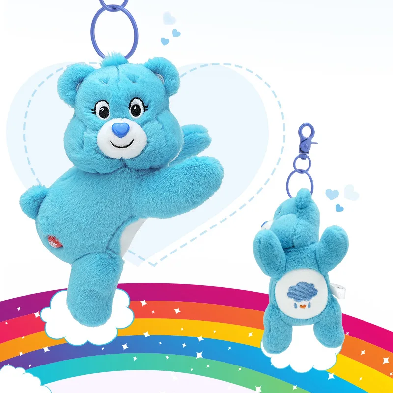 Kawaii Rainbow Bear Keychain Anime Carebears Plush Pendant Cartoon Care Bears Child Toy Cute Girl Backpack Pendant Gift