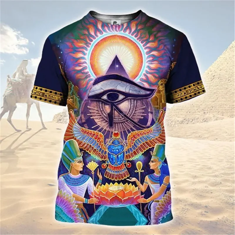Alte Ägypten Göttin T Shirt Für Männer Vintage 3D Gedruckt Ägyptischen Kurzarm Sommer Straße T-Shirts Mode Lose Tops Tees