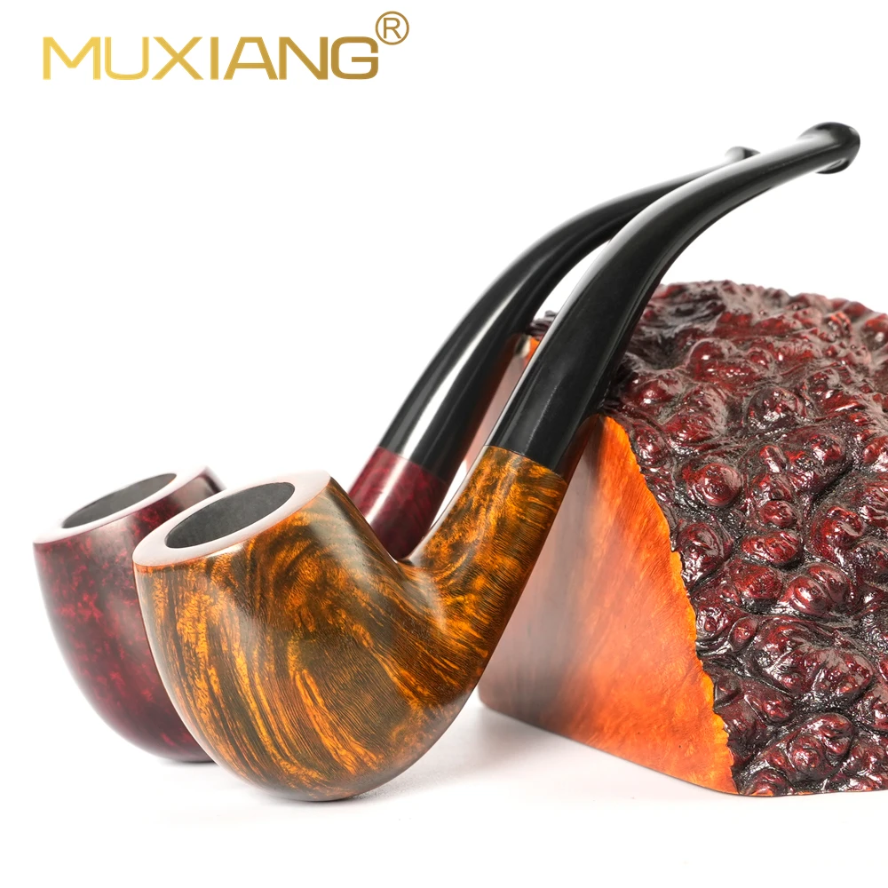 MUXIANG Handmade Tobacco Pipe Briarwood Pipe 3mm Pipe Channel Acrylic Pipe Mouth Classic Sherlock-Holmes Pipe Solid Wood Pipe