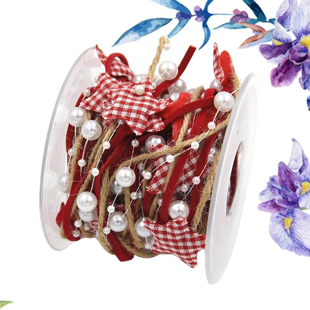 

1 Roll Beaded Pentagram Star String Ribbon For Christmas Diy Crafts Festival Wedding Party Decor Xmas Ribbon Handicraft Supplies