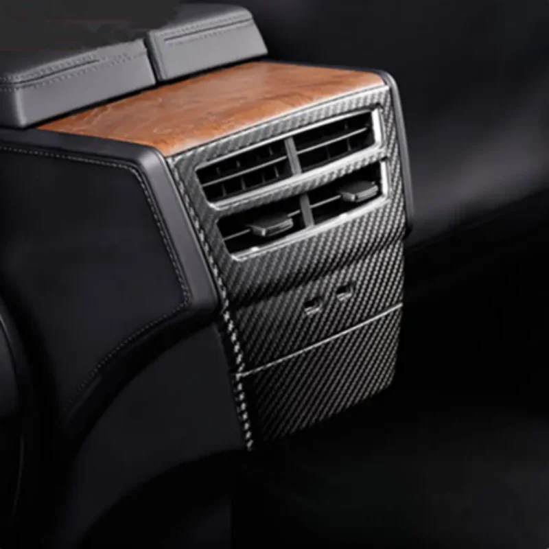 

For Tesla Model X S 2019-2022 Carbon Fiber ABS Rear Air Vent Outlet Decoration Cover Trim 1SET