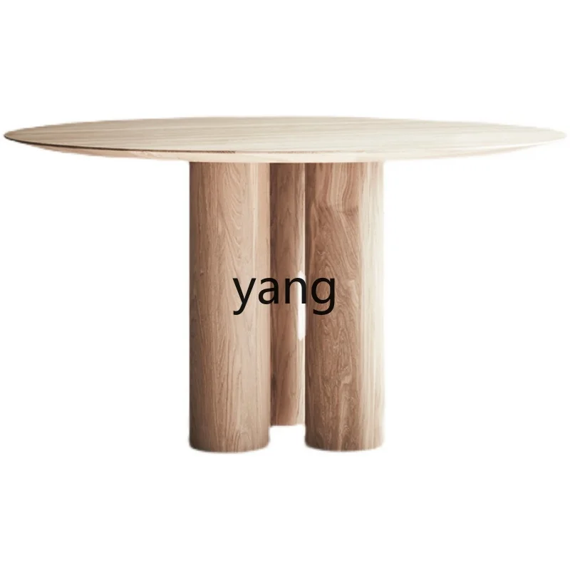 

Yjq Solid Wood Modern Simple Home round Dining Table Small Apartment Designer Creative Table Customization