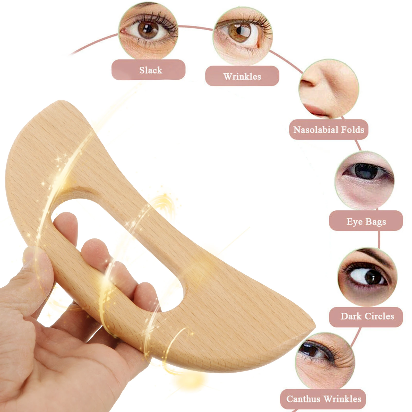 

Wooden Moon Shape Gua Sha Massage Board Face Neck Shoulder Back Foot Multi- Scraping Tool For Gift