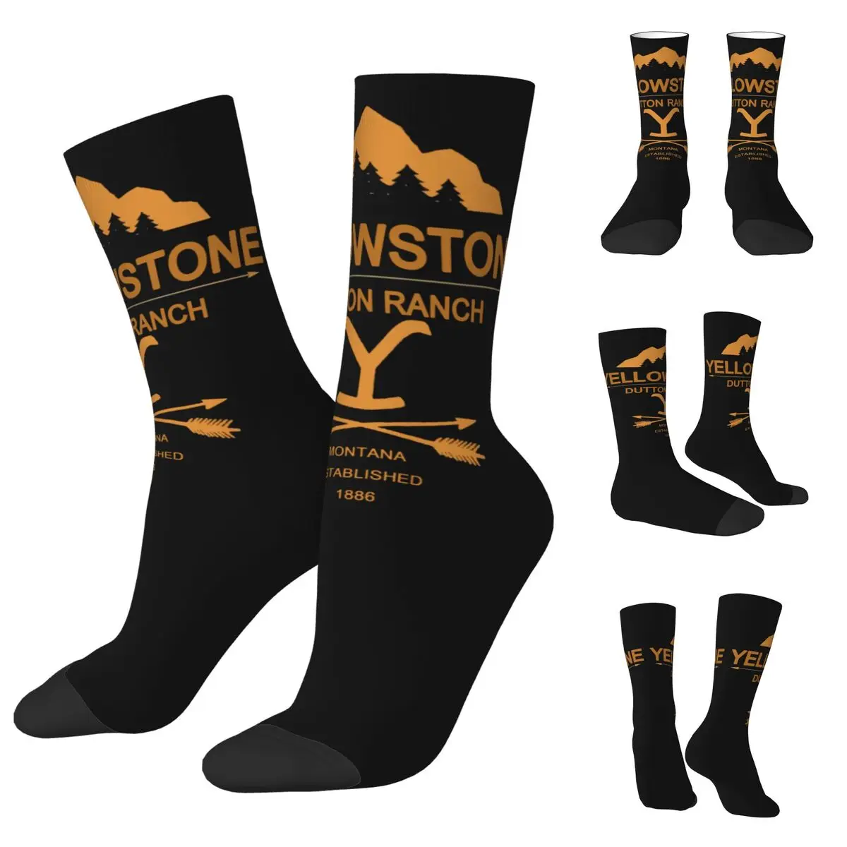 Cowboy Et De Yellowstone Dutton Ranch cosy Unisex Socks,Cycling Happy 3D printing Socks,Street Style Crazy Sock