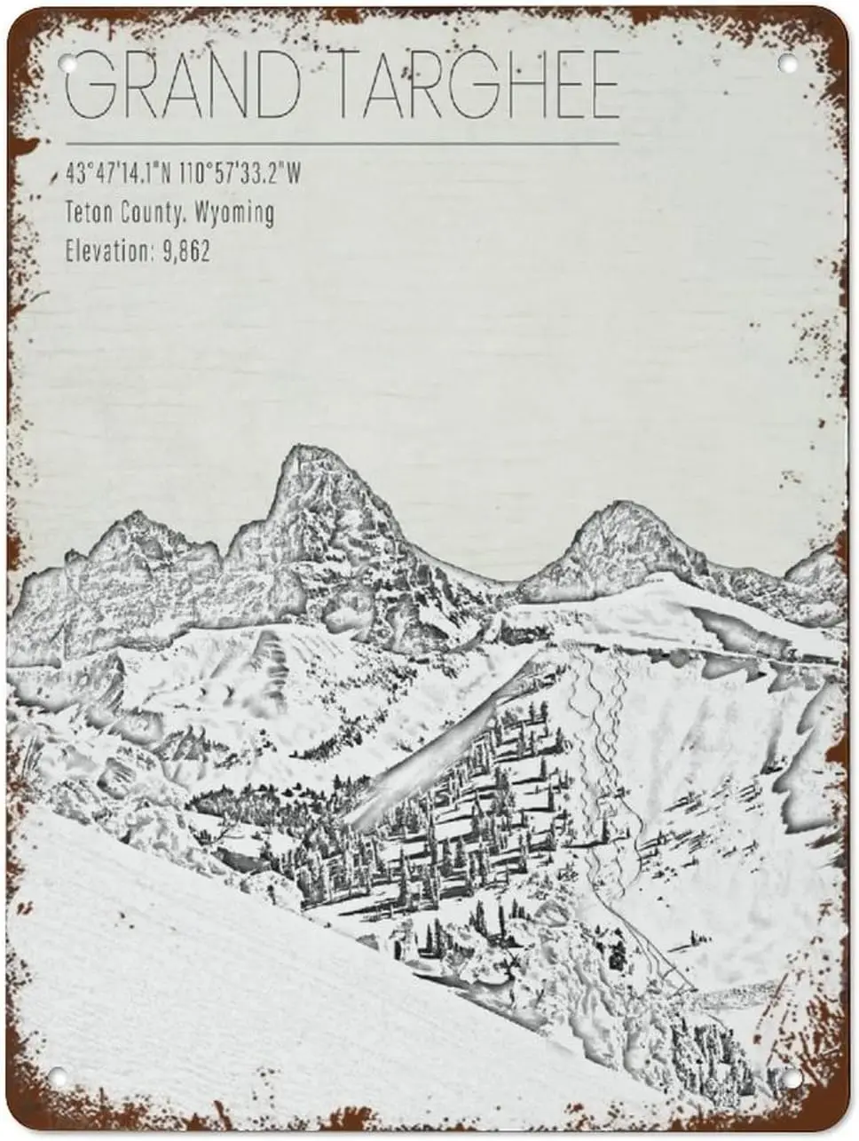 Grand Targhee Wyoming Ski Resort Hanging Canvas of Grand Targhee Printed Marketplace Best Vintage Fun Home Decor Tin Signs, sign