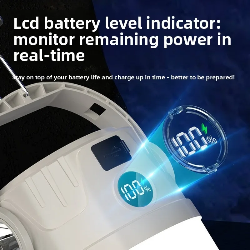 Lampe solaire de camping LED à double source de lumière - Torche de secours rechargeable et super lumineuse, pour tente extérieure et utilisation sur le marché nocturne