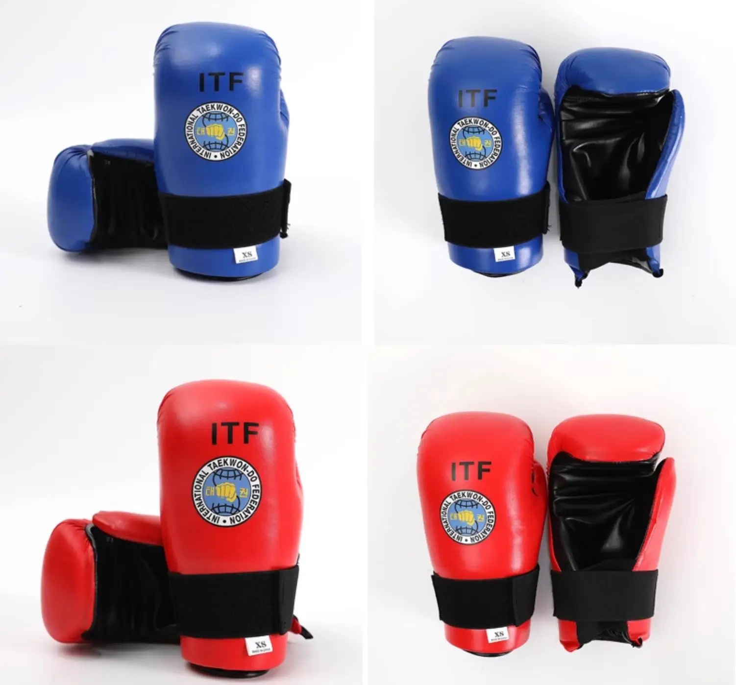 White ITF Gloves Taekwondo Footwear Red/Blue PU Leather Foot Guard Ankle Pads Martial Arts Karate Training Protector Customized view 4
