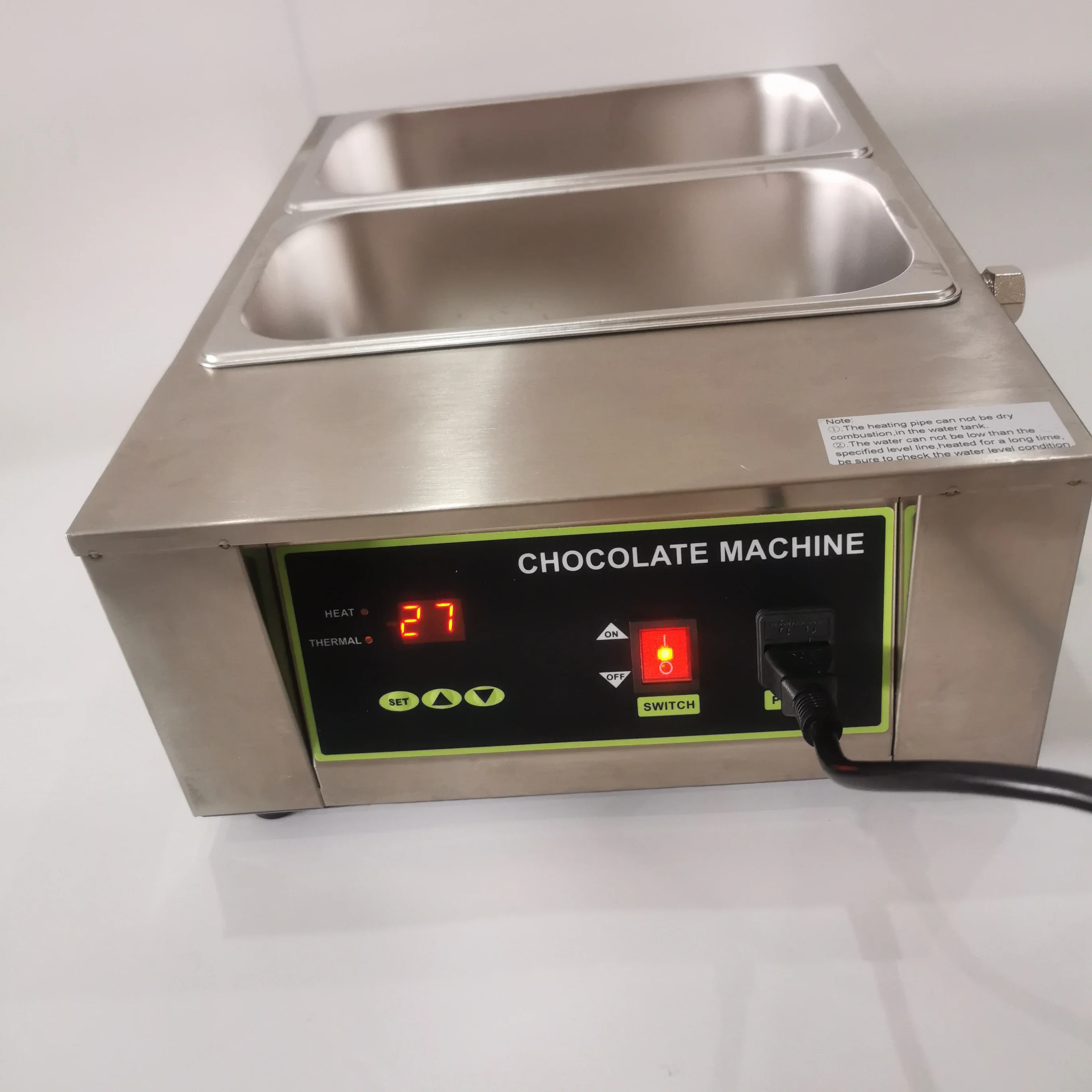 2-Tanks Commercial Chocolate Melting Machine,Electric Chocolate Melter Warmer for Chocolate/Milk/Coffee/Soup Melting pot furnace