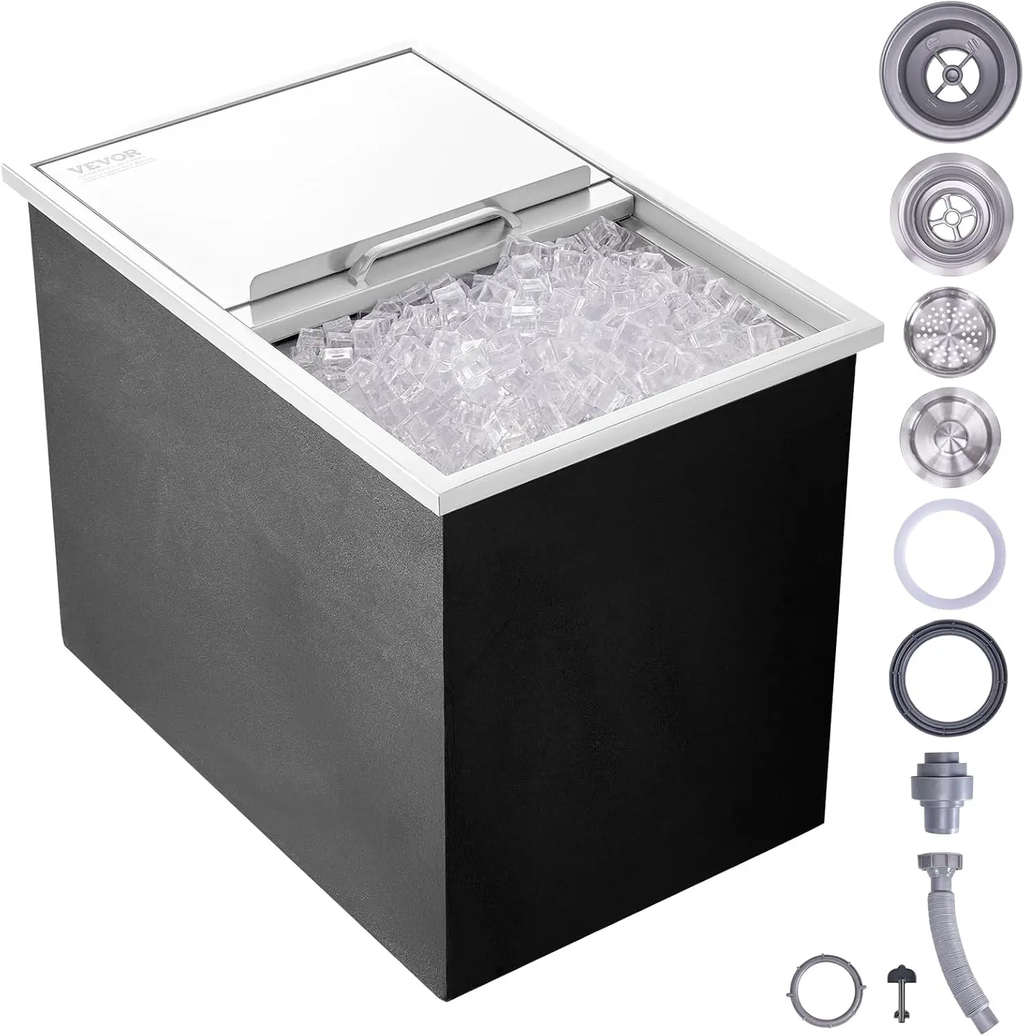 

VEVOR Drop in Ice Chest 27 L x 18 W x 21 H Stainless Steel Ice Cooler Commercial Ice Bin with Sliding Cover 40 9 qt Outdoor