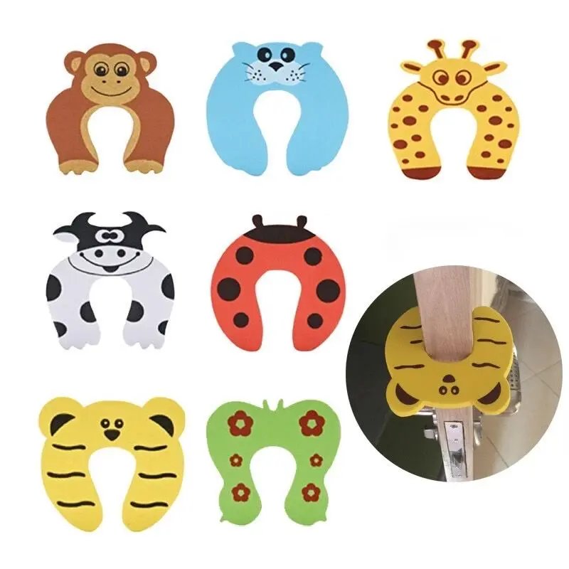 5pcs/Lot Child Kids Baby Animal Cartoon Door Jammers Stop Stopper Holder Lock Safety Guard Finger Protect