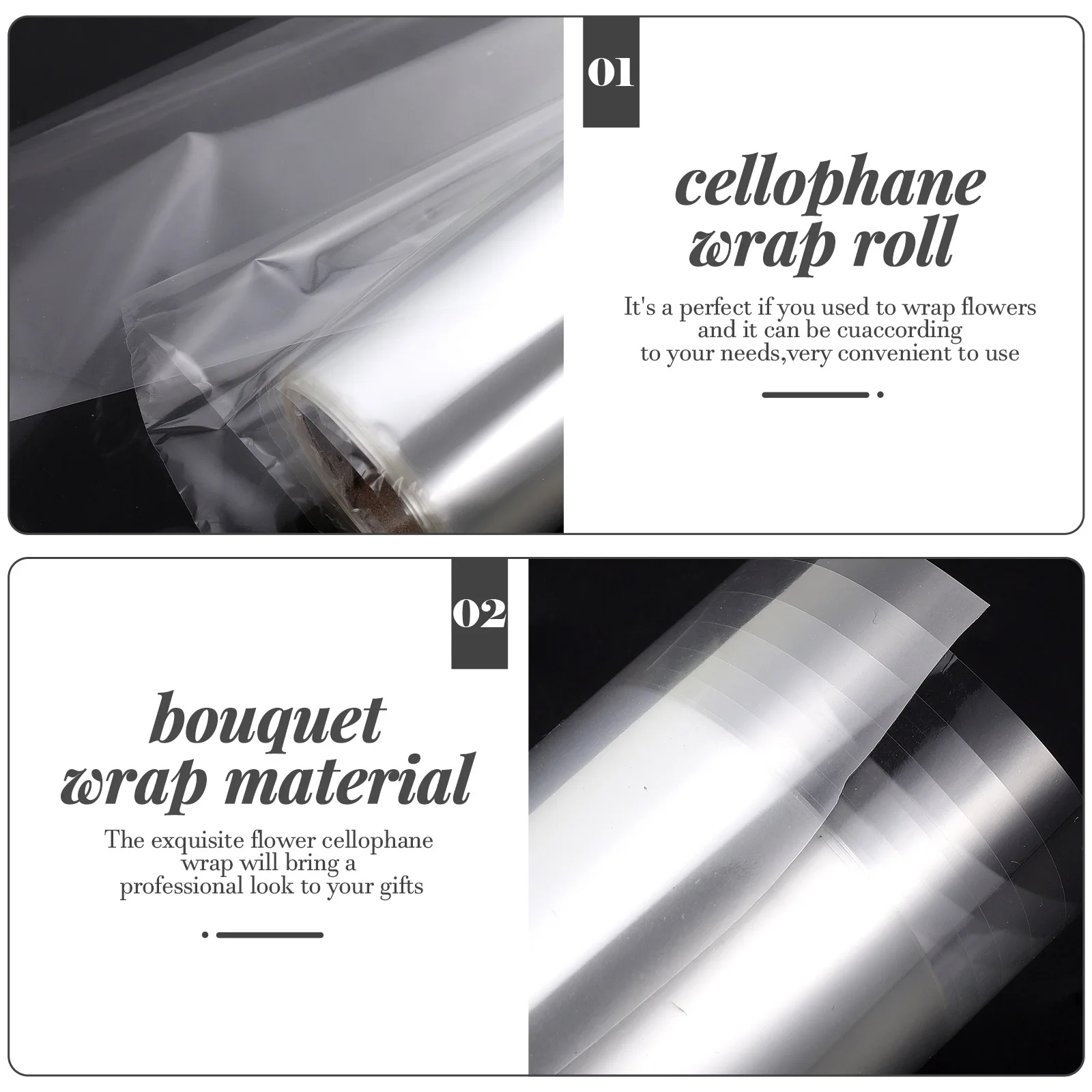 

Cellophane Flower Wrapping Material Strong Decorative Film for Bouquets Gift Boxes Fruit Baskets Floral Supplies