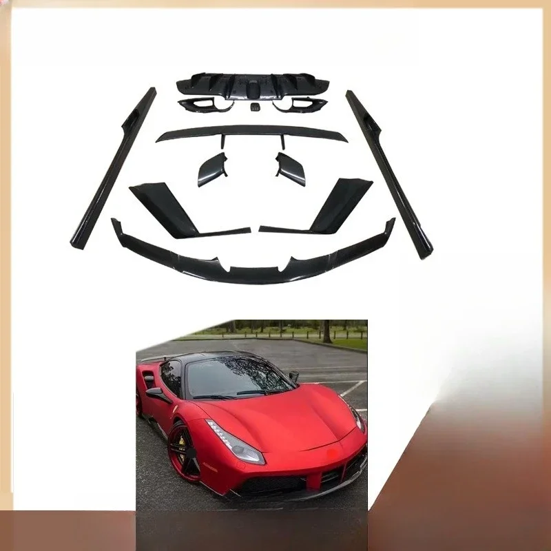Suitable for 488 modification, carbon fiber small surround kit front lip, rear lip, tail light frame