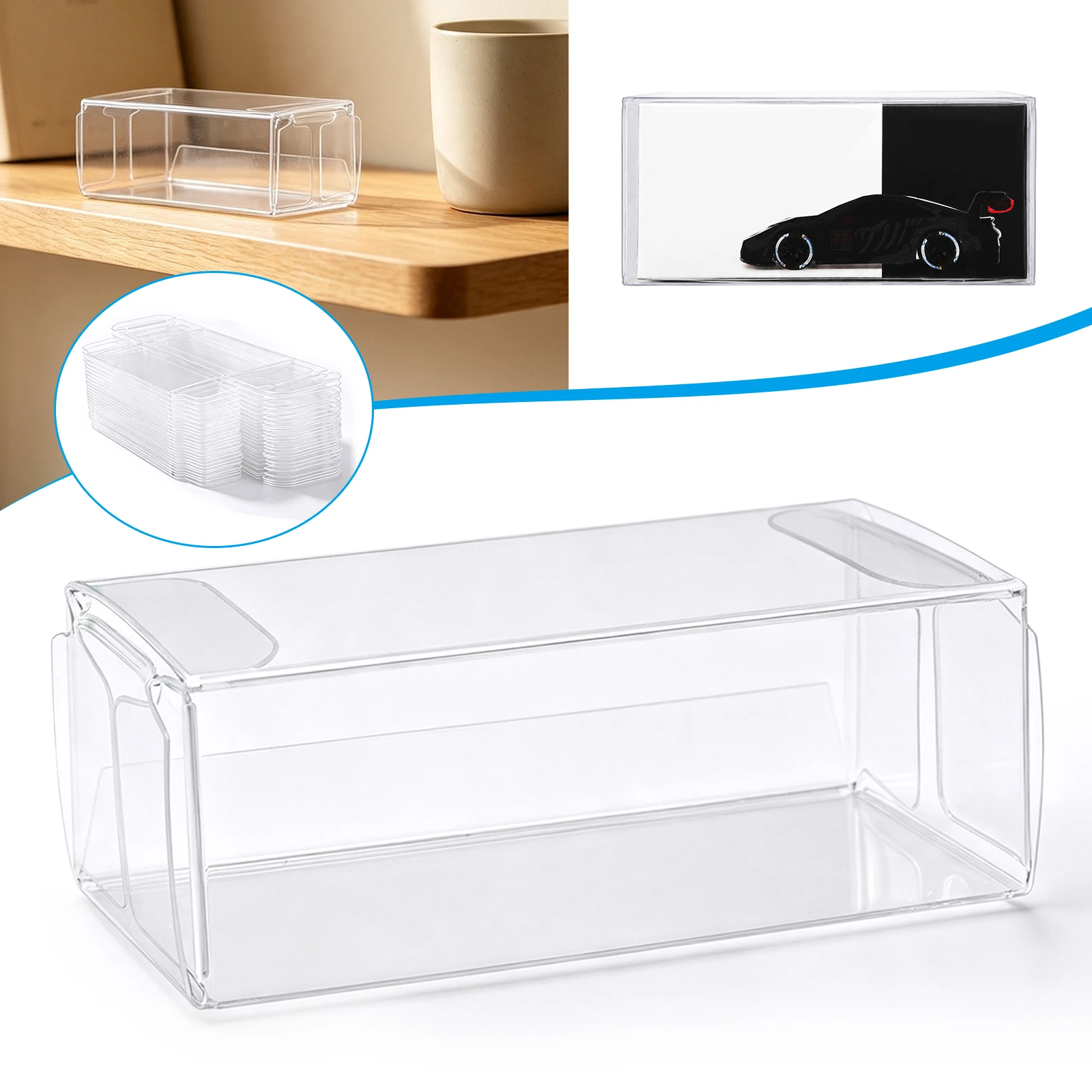 50x Clear PVC Display Case Storage Box Dustproof Protector for 1:64 MINI GT Regular Model Cars