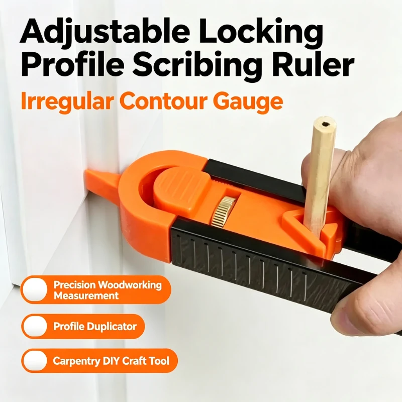 Adjustable Locking Profile Scribing Ruler Irregular Contour Gauge Woodworking Measuring Tool for DIY Craft Carpentry Work