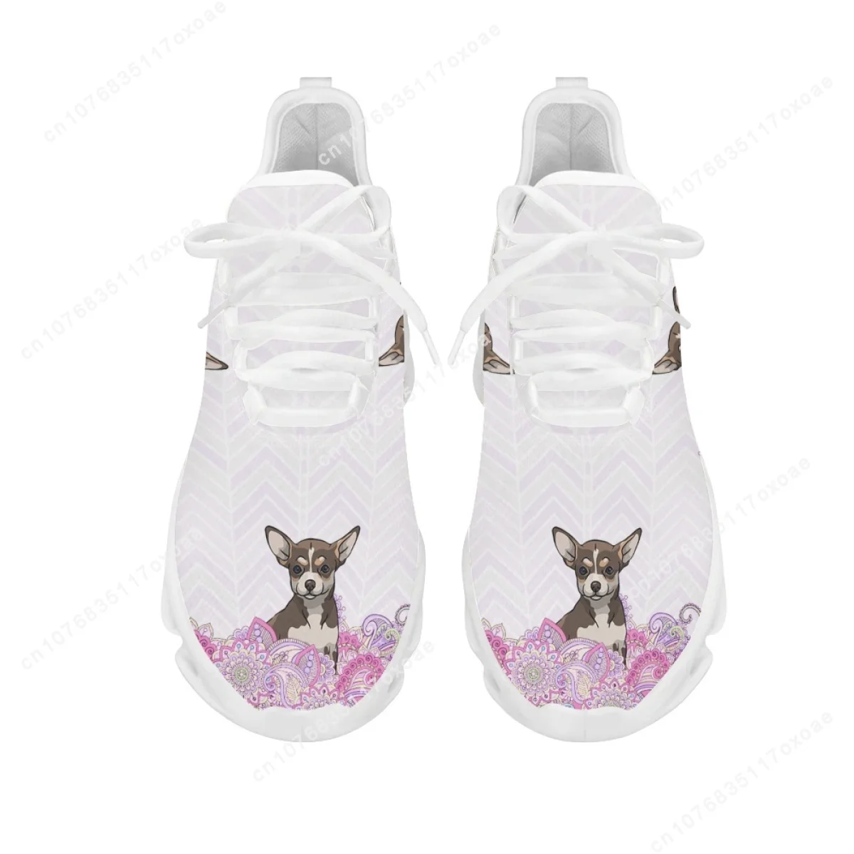 Outdoor Mesh Sneakers Chihuahua Bohemia Paisley Design Lace-up Platform Shoes for Women Casual Running Shoe Footwear