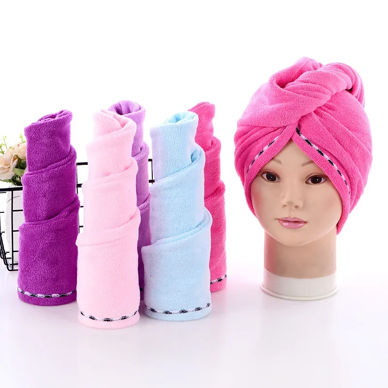 Microfiber Hair Towel Dry Hair Cap Absorbent Hair Towel Wrap Thicken Quick Dry Hair Hat Cap Turban Head Wrap Bathing Tools