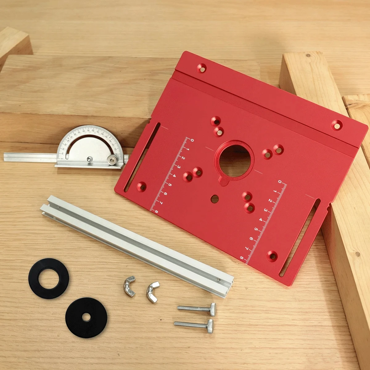 For Woodworking Workbench Table Tool Aluminum Router Lift Base Kit with Insert Plate, Precision Adjustable Router Lift System