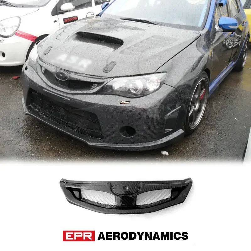 Car Auto Parts For Subaru Impreza GRB OEM Style Carbon Fiber Front Grill Glossy Fibre Trim Racing Body Kit Accessories