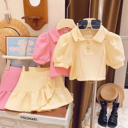 Summer Kids Clothes Girls Fashion Cute Polo Shirt + Skirt 2-piece Sets Baby Girl Outfit Set Kawaii Princess Fishtail Skirt Suit