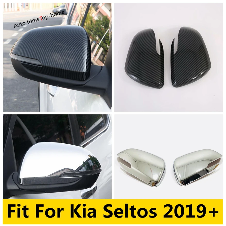 

Rearview Mirror Cover Trim For Kia Seltos 2019 2020 2021 2022 ABS Chrome / Carbon Fiber Look Exterior Kit Decoration Accessories