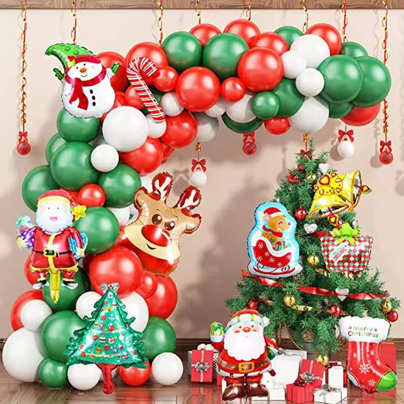 

New Christmas Balloon Set Red Green White Santa Claus Arch Set New Year's Holiday Party Scene Decoration Supplies