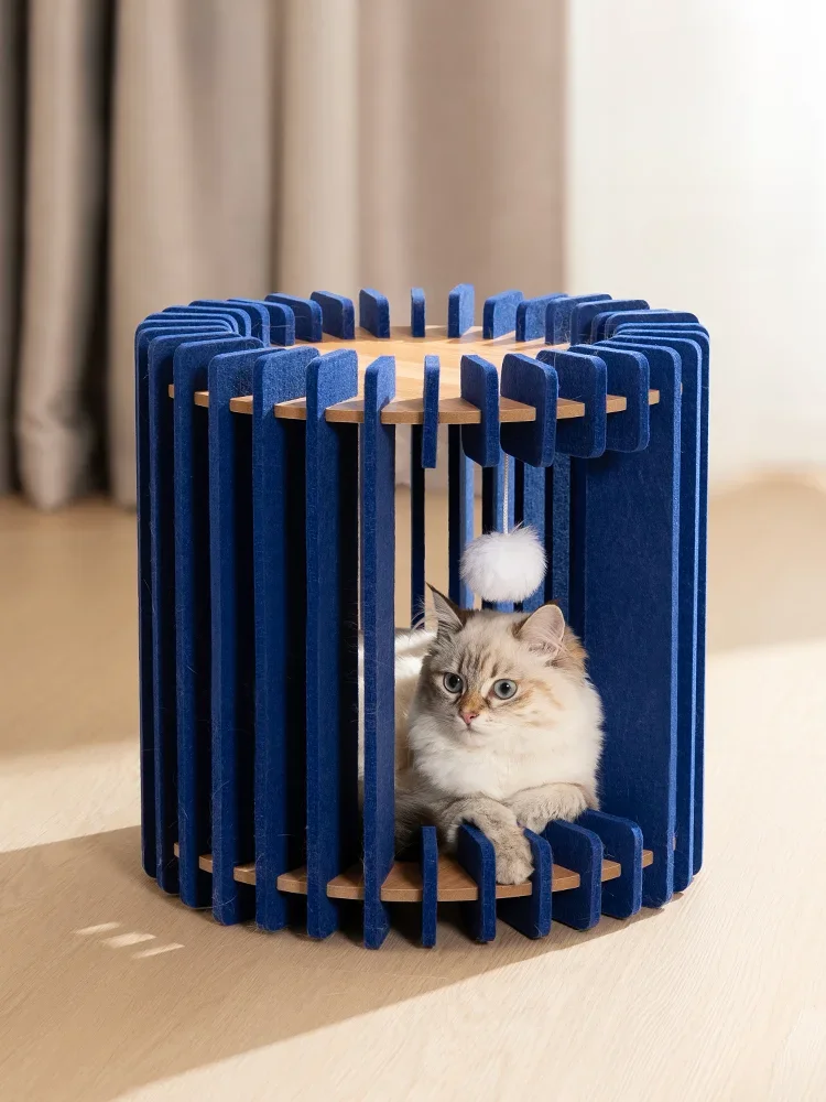 DIY Cat Bed Summer Multi-cat Family Bed Space Capsule Escape House Portable Board + Thick Felt Pet Bed