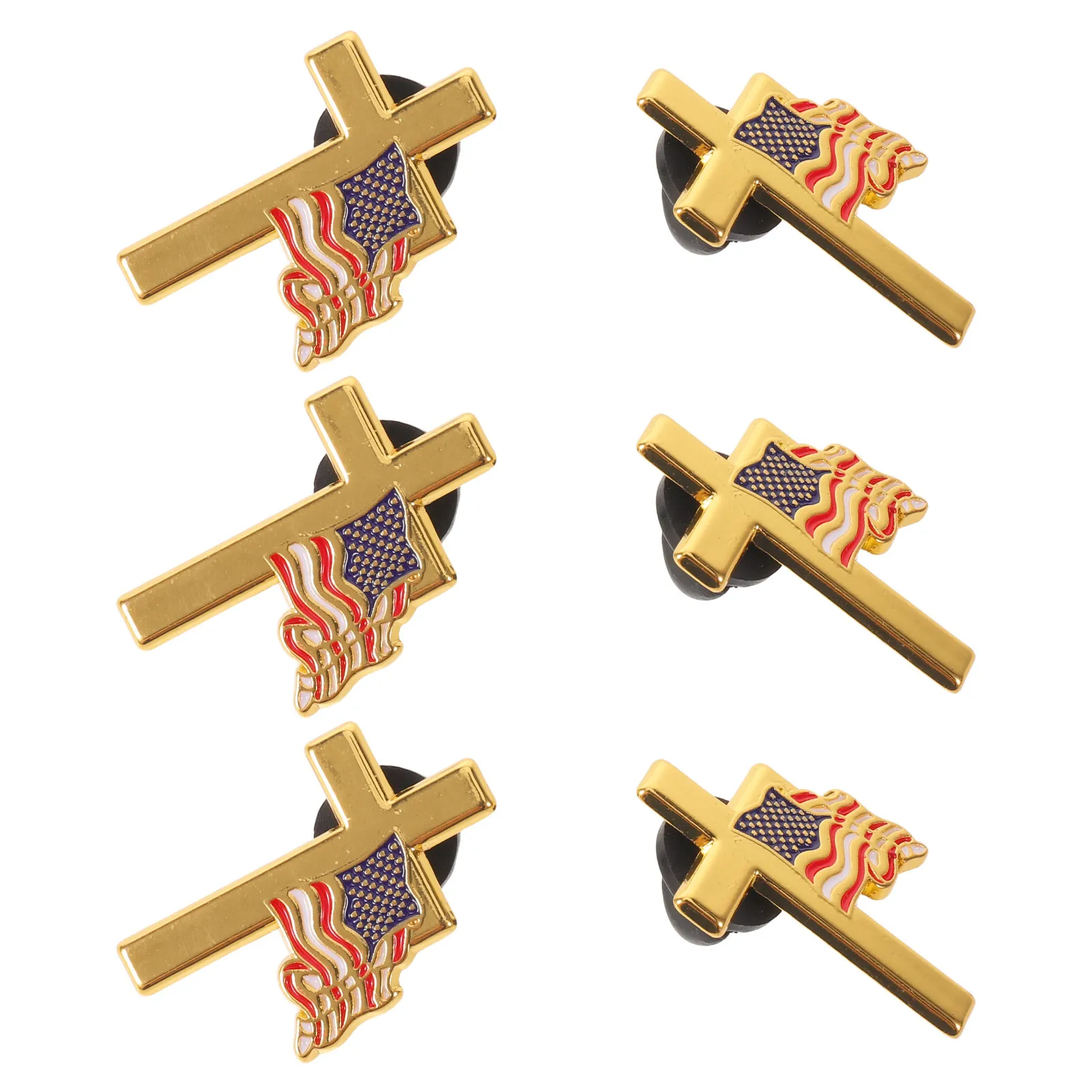 6PCS USA Flag Lapel Pins – Patriotic Cross Badge for Independence Day, Veterans Day, Memorial Day