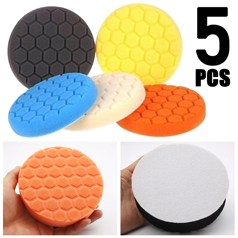 

5Pcs Car Hexagonal Sponge Polishing Disc Kit Universal Auto Detailing Maintenance Tools Buffing Sponges Waxing Polished Pads Set