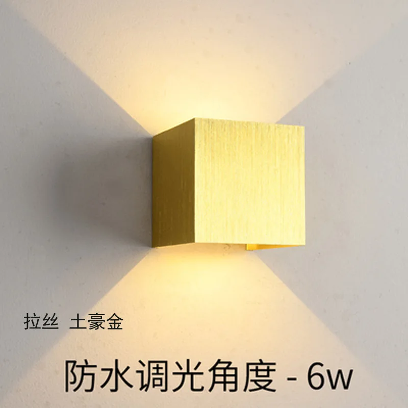 

IP65 Waterproof 6W Gold outdoor Led Wall Lamp modern Aluminum Adjustable Surface Mounted Cube Led Garden Porch Light