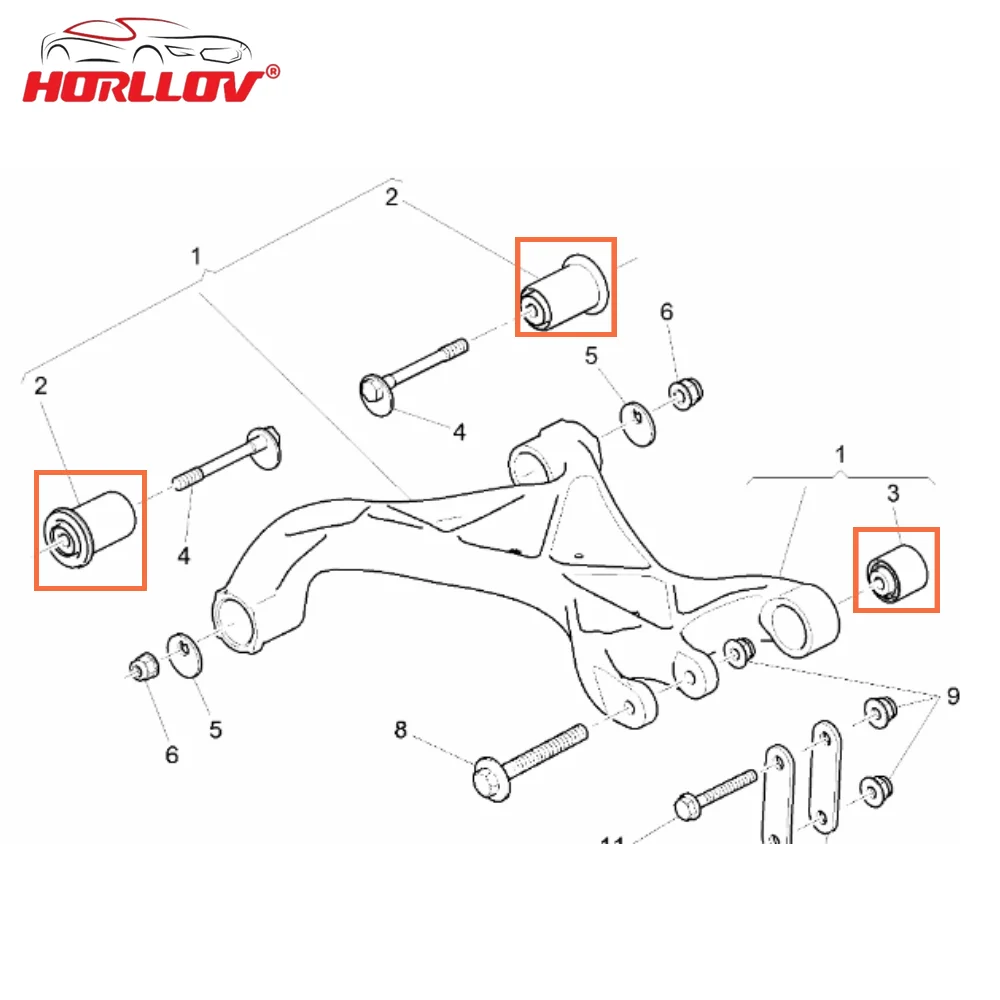 Rear Upper Control Arm Bushing Kit for Bentley Mulsanne 2009-2016 High Efficiency OE 3Y0505323C 3Y0511415 8K0501541