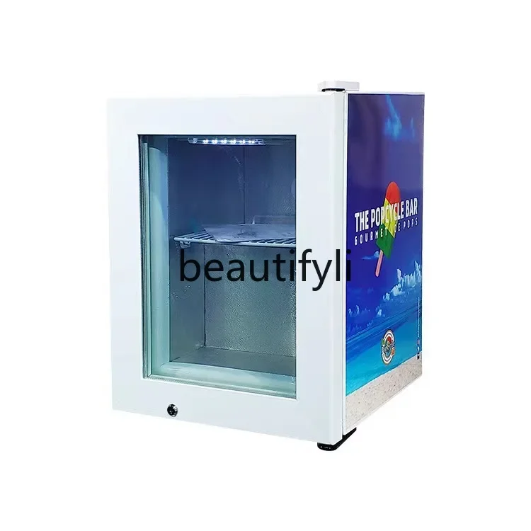 A61 Glass Door Refrigerator Commercial Lockable Ice Cream Display Full Freezer Small Refrigerator Black