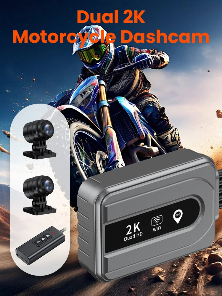 Dual 2K Geen scherm Motor DVR Full Body Waterdichte Moto Camera WiFi GPS Dash Cam Voor Achter Rijden Videorecorder Black Box - afbeelding 2
