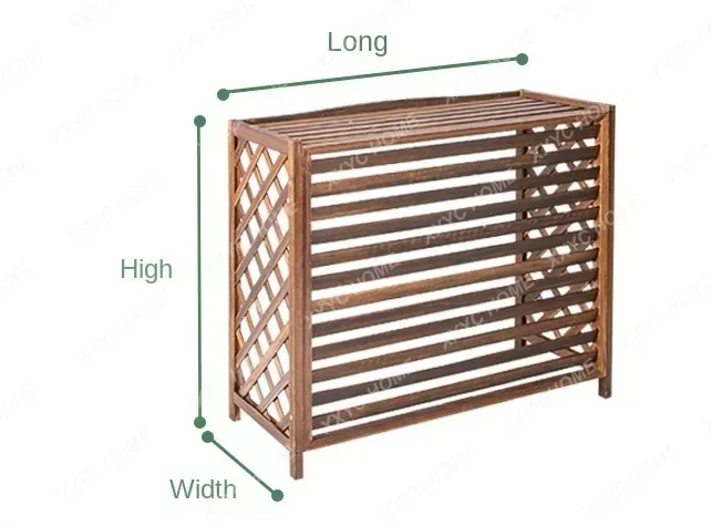 

Stylish Air Conditioning Decorative Rack - Carbonized Wooden Flower Stand, Grid Louver Shelf for Gardens, Home Organizer