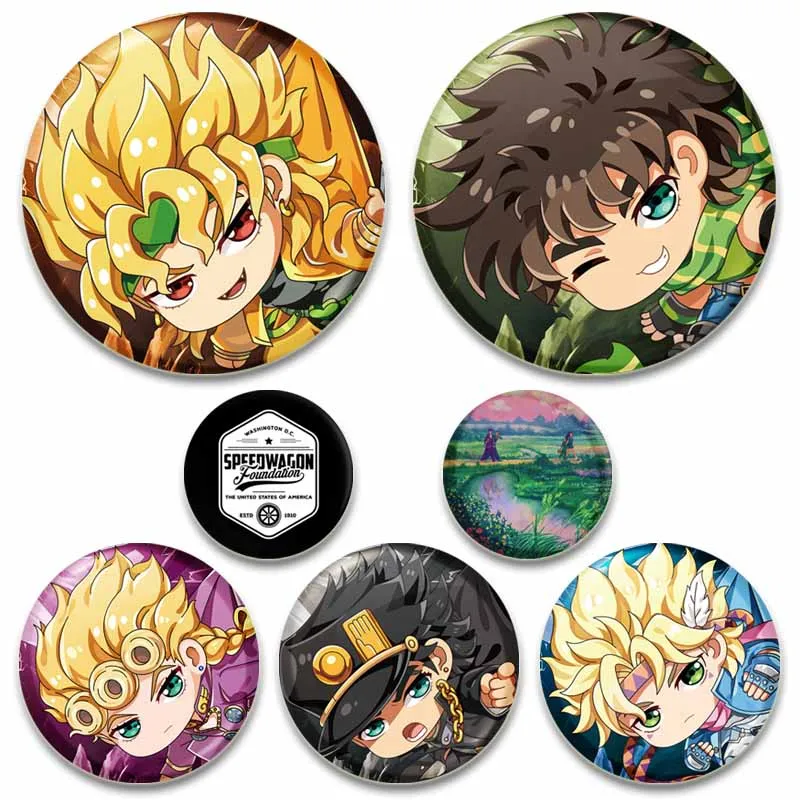 

Fashion Jewelry JOJO Adventure Anime Enamel Pins Alloy Round Brooches Backpack Clothes Decor Cartoon Badge Accessories Gifts