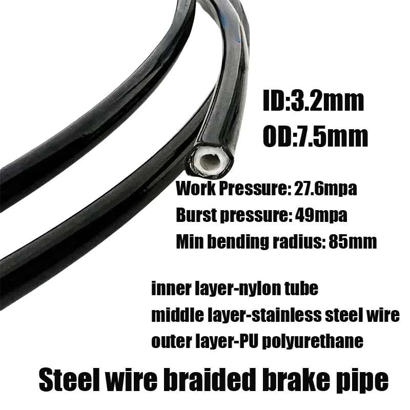 Universal Steel Wire Weaving Brake Hose AN3 Reinforced Hydraulic Disc Brake Throat Steel  Clutch Oil Pipe  Automotive  Scooter