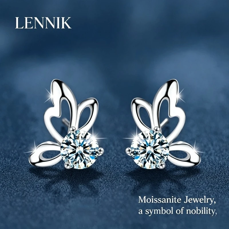 

LENNIK Mozzarella S925 Sterling Silver Butterfly Stud Earrings High-end Fashion Simple Earrings Ear Jewelry
