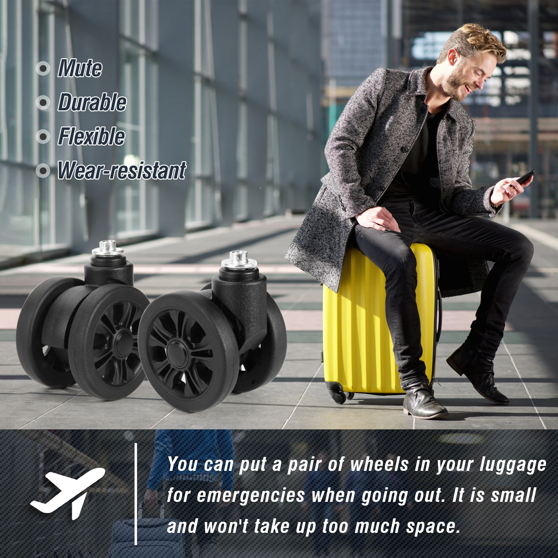1/2Pcs STLN-2 Trolley Caster Replacement Suitcase Luggage Box Wheels Double Row 360° Spinner Repairing Kit Heavy Duty Wheels