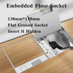 130mm*130mm Embedded Floor Socket EU/IT/Korea/BR/IL/US/FR Insert It Hidden Flat Ground Socket For Home And Office Use