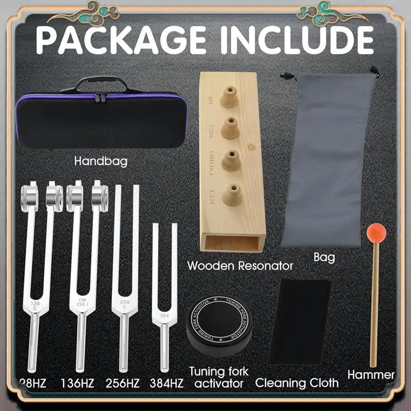 

Durable Tuning Fork Set 128Hz OM136.1Hz 256Hz 384Hz Tuning Fork For Healing Meditation Yoga