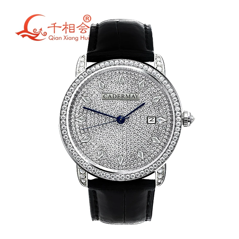 Full Moissanite Wrist Luxury Watch For Men mechanical Wrist watch D white VVS Moissanite Men Jewelry Watch with GRA