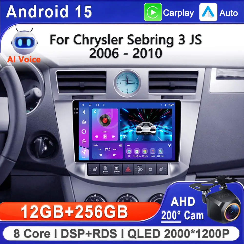 2K Android 15 For Chrysler Sebring 3 JS 2006 - 2010 Car Radio Multimedia Video Player Navigation stereo GPS No 2Din DVD Screen