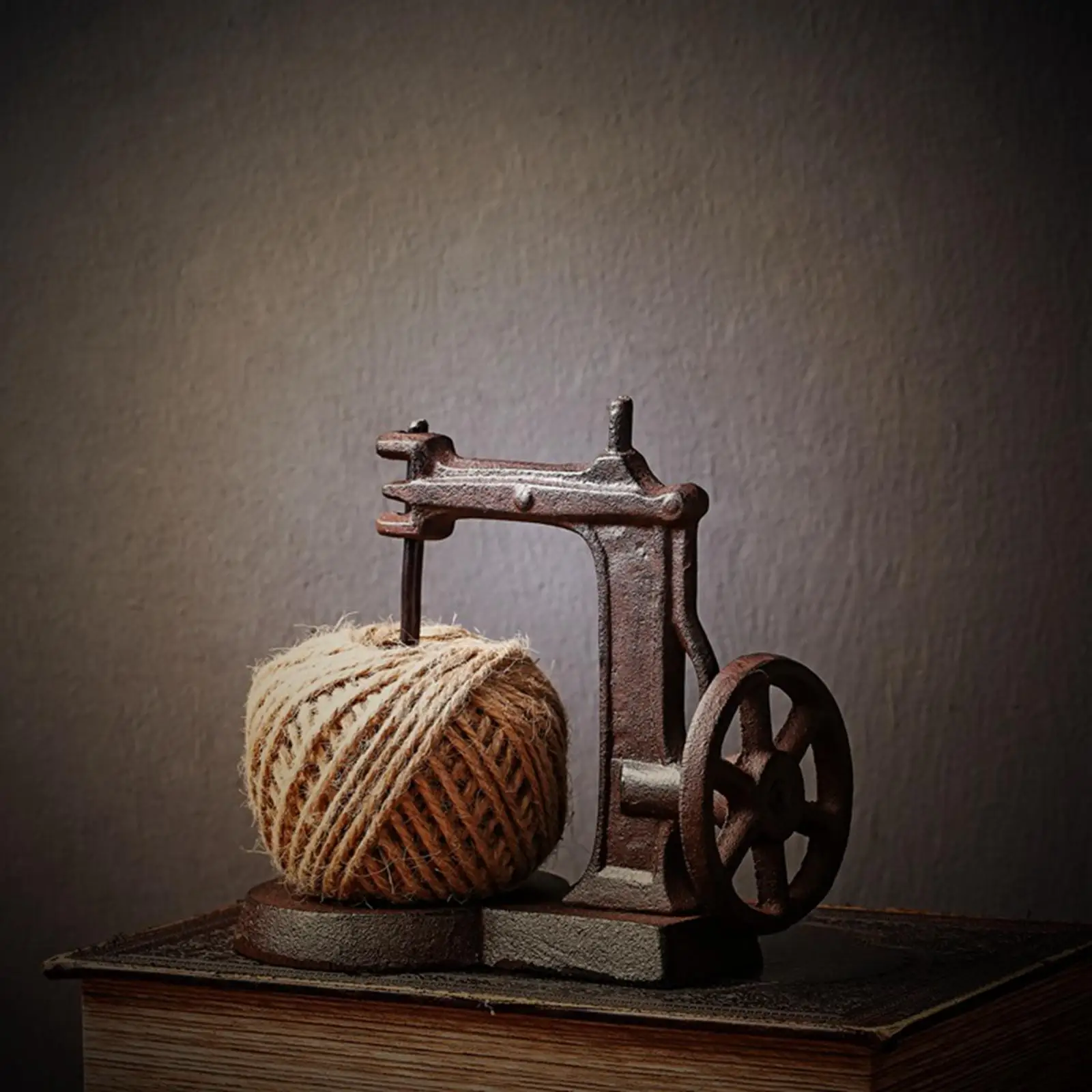 Antique Style Jute Twine Spool Holder with Scissors Organizer for Sewing Machine Room and Creative Art Studio - view 3