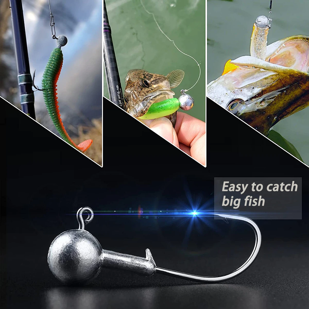 Jig Head Hook Fishing 1g 2g 3g 4g 5g 6g 7g 8g 9g 10g 12g 14g 16g Fishhook for Soft Lure Slow Jigging Bass Rig Cranks Barbed Hook