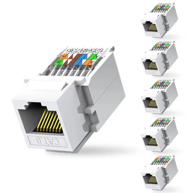 ZoeRax 6 szt. Gniazdo Keystone Cat6 RJ45 bez użycia narzędzi, bez konieczności użycia narzędzia do wtykania, moduł łączący, białe